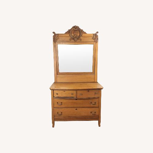 Used Antique 5 Drawer Dresser with Large Mirror for sale on AptDeco