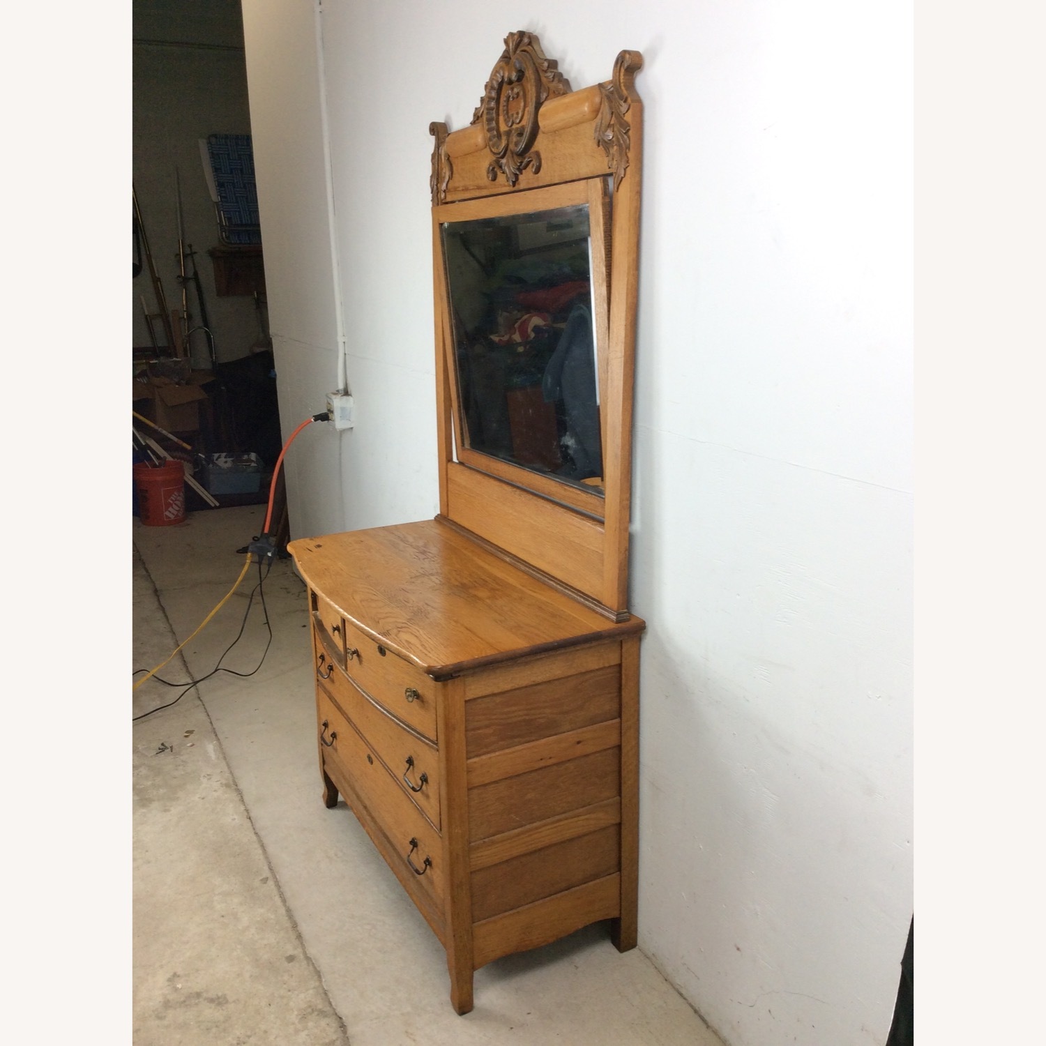 Antique 5 Drawer Dresser with Large Mirror - image-19