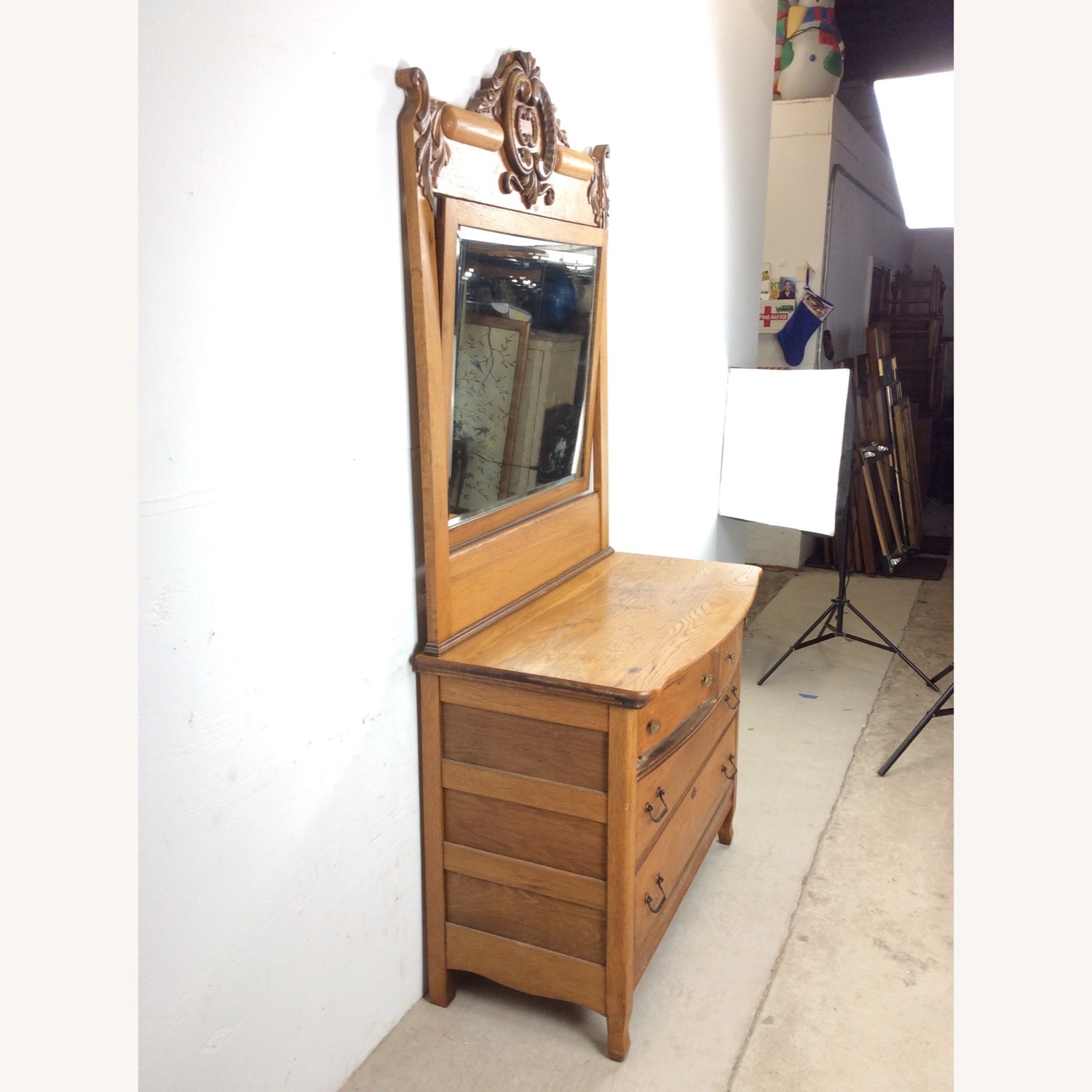 Antique 5 Drawer Dresser with Large Mirror - image-23