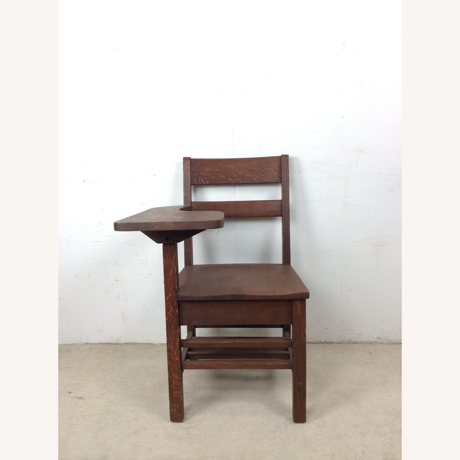 Antique Oak School Desk Chair with Writing Table - image-0