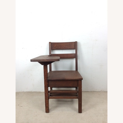 Used Antique Oak School Desk Chair with Writing Table for sale on AptDeco
