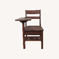 Antique Oak School Desk Chair with Writing Table