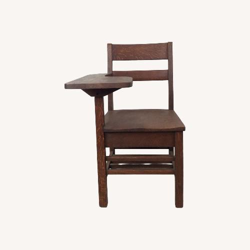 Used Antique Oak School Desk Chair with Writing Table for sale on AptDeco
