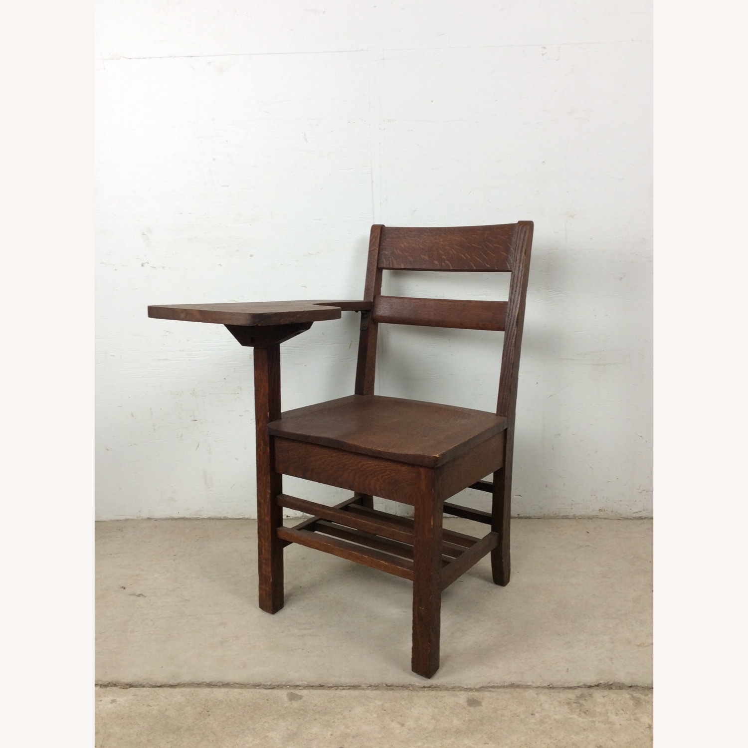 Antique Oak School Desk Chair with Writing Table - image-13