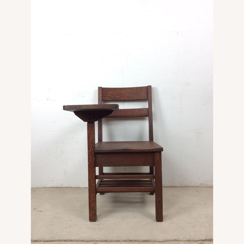 Used Antique Oak School Desk Chair with Writing Table for sale on AptDeco