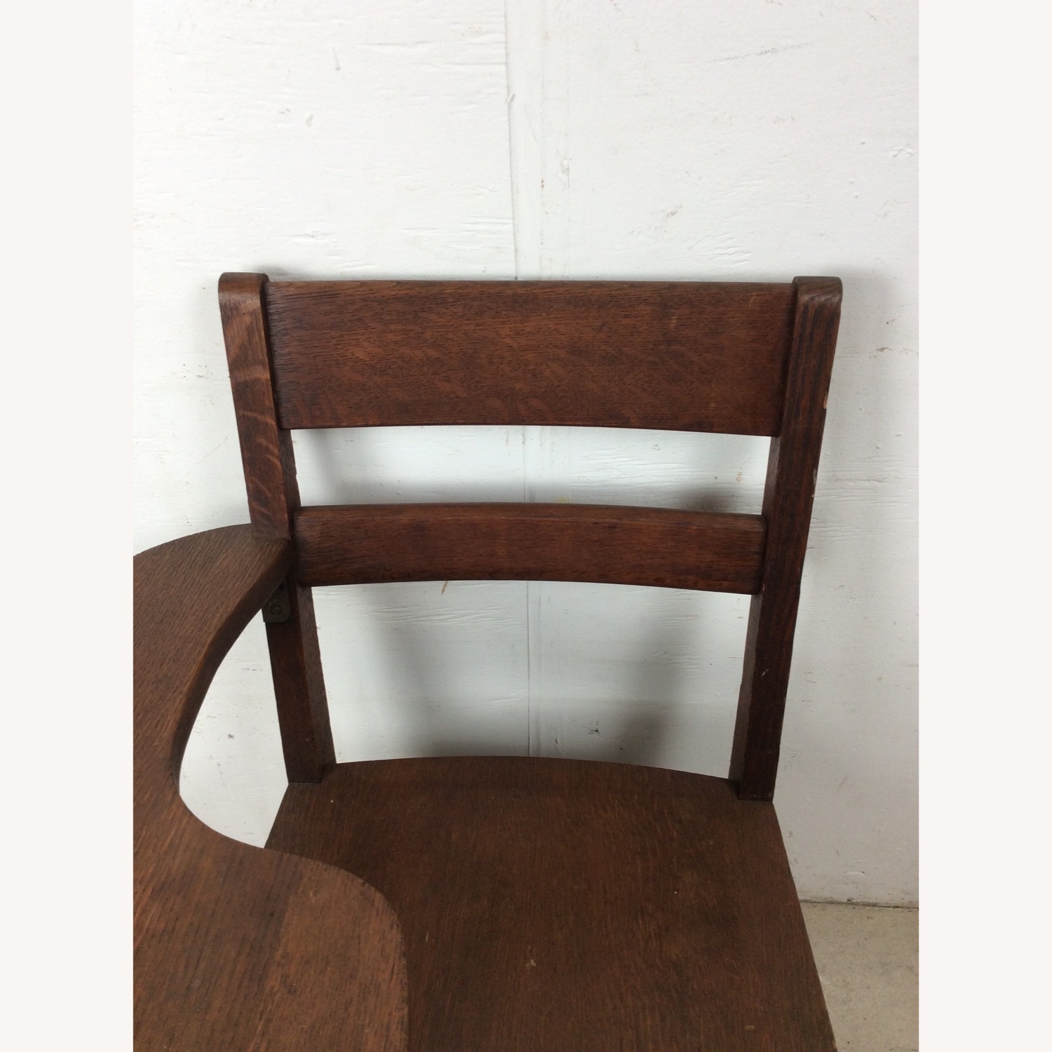 Antique Oak School Desk Chair with Writing Table - image-5
