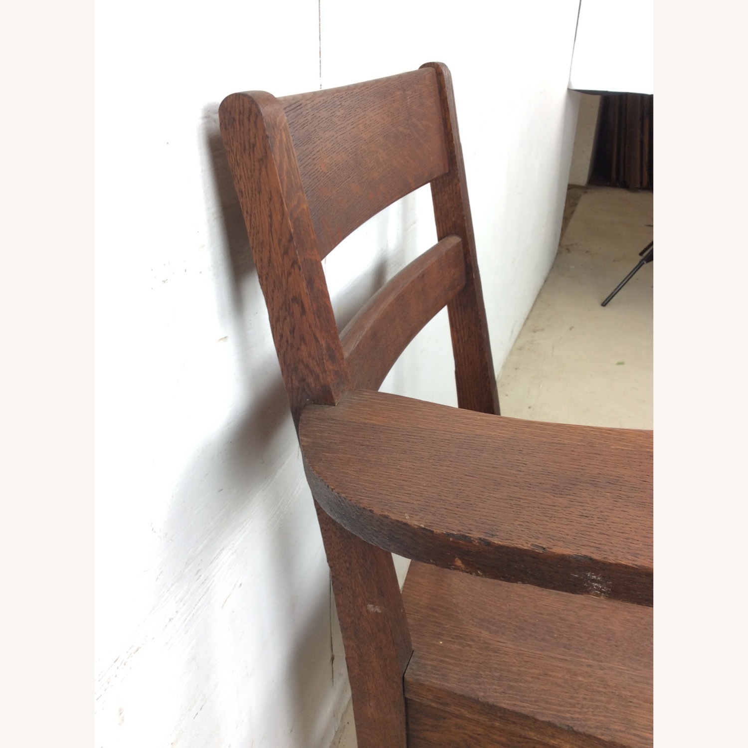 Antique Oak School Desk Chair with Writing Table - image-12