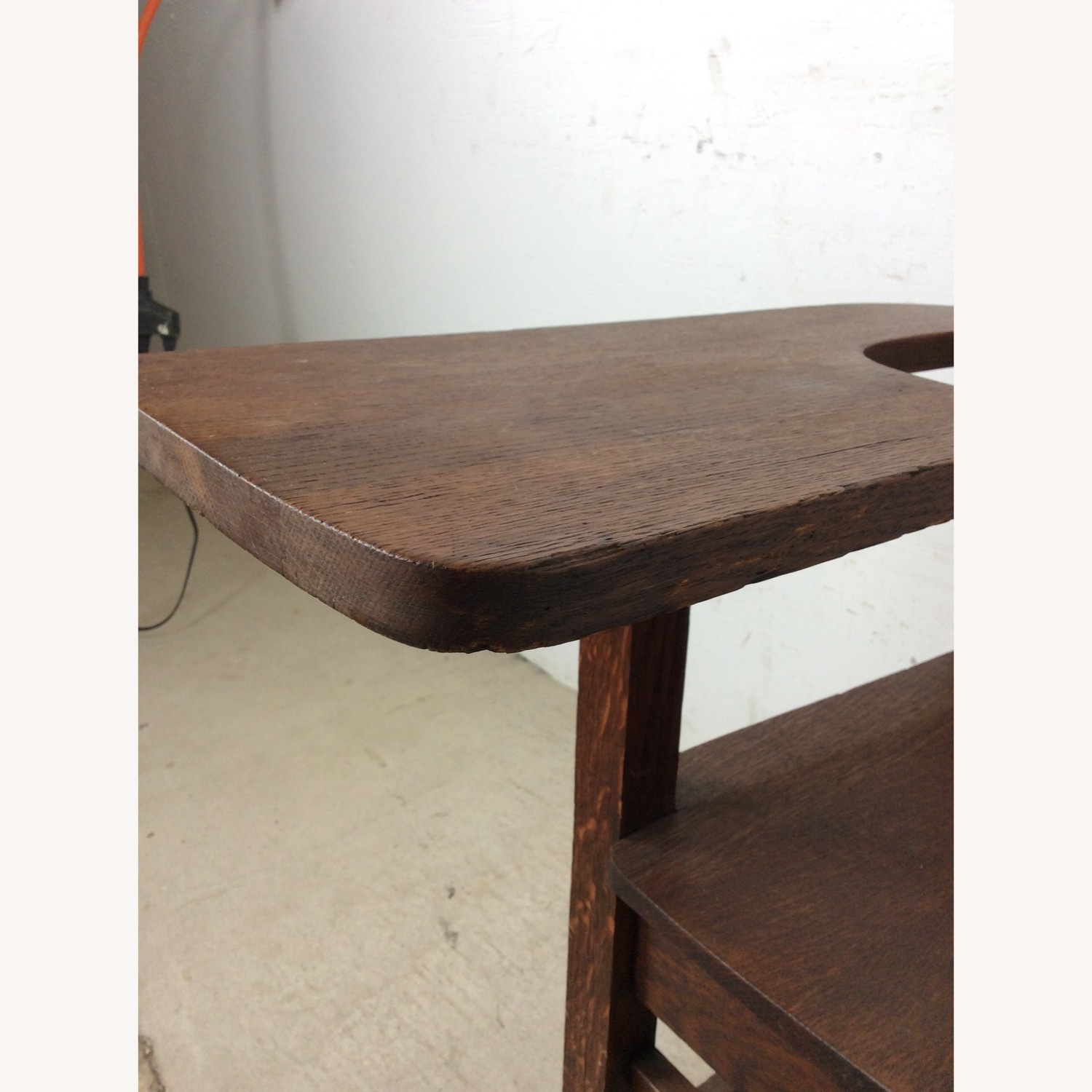 Antique Oak School Desk Chair with Writing Table - image-9