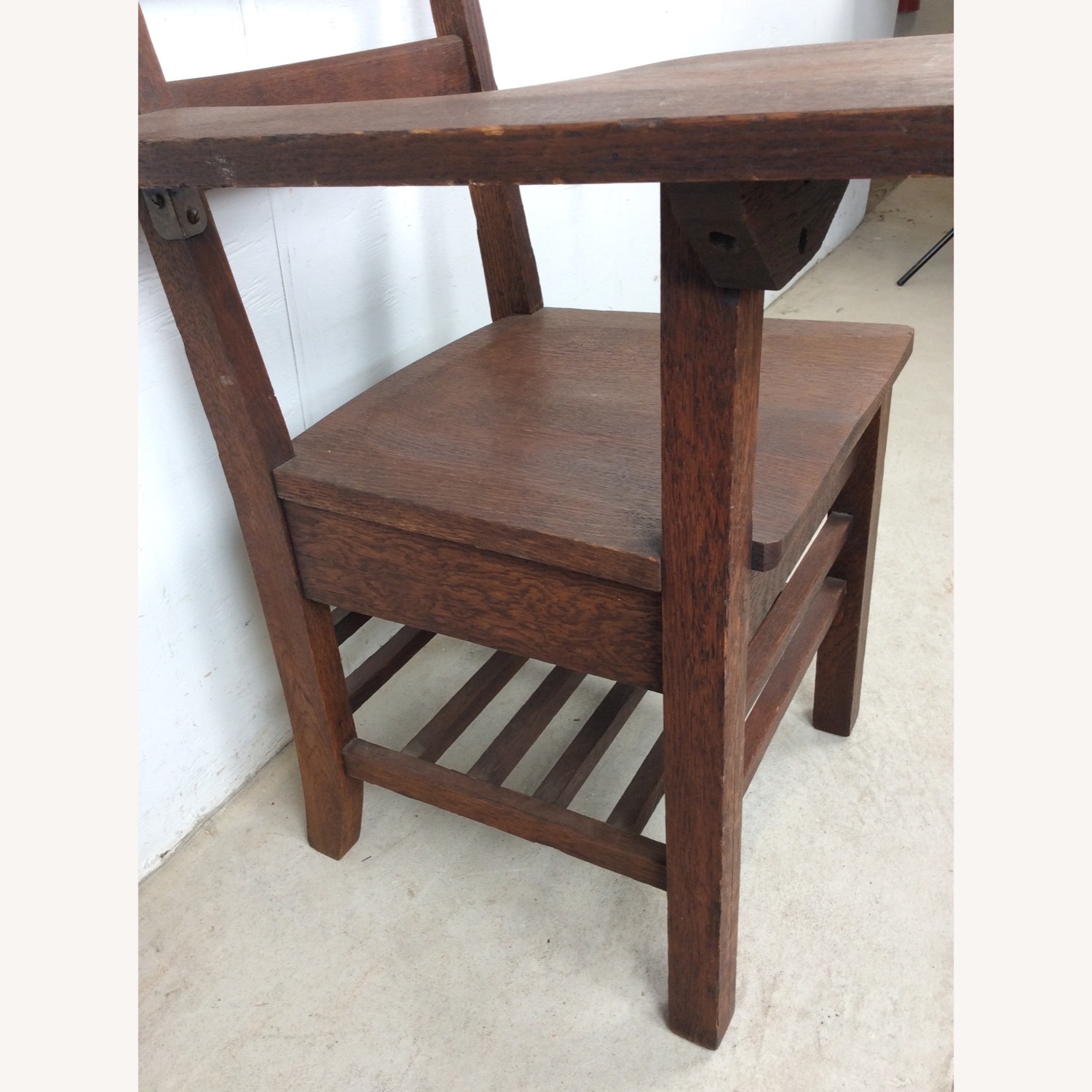Antique Oak School Desk Chair with Writing Table - image-11