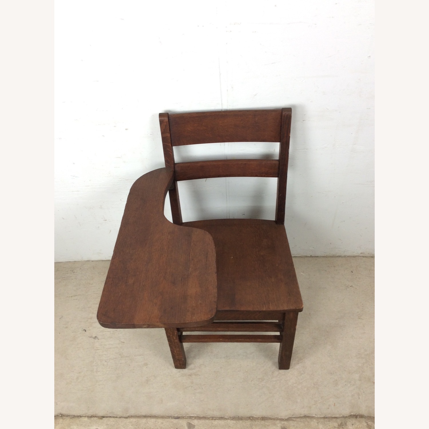 Antique Oak School Desk Chair with Writing Table - image-3