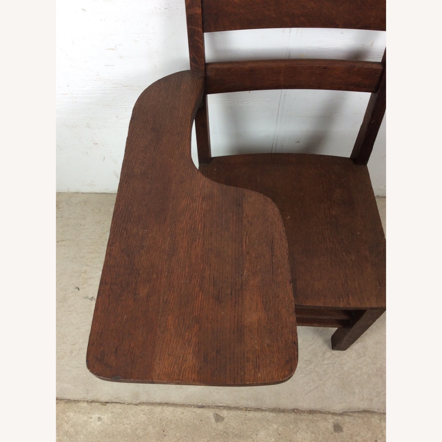 Antique Oak School Desk Chair with Writing Table - image-4