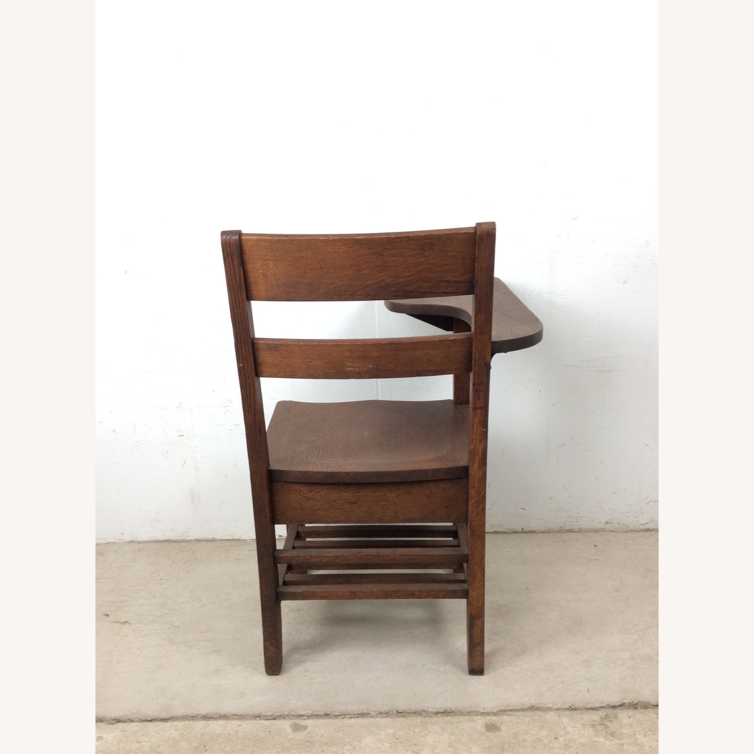 Antique Oak School Desk Chair with Writing Table - image-16