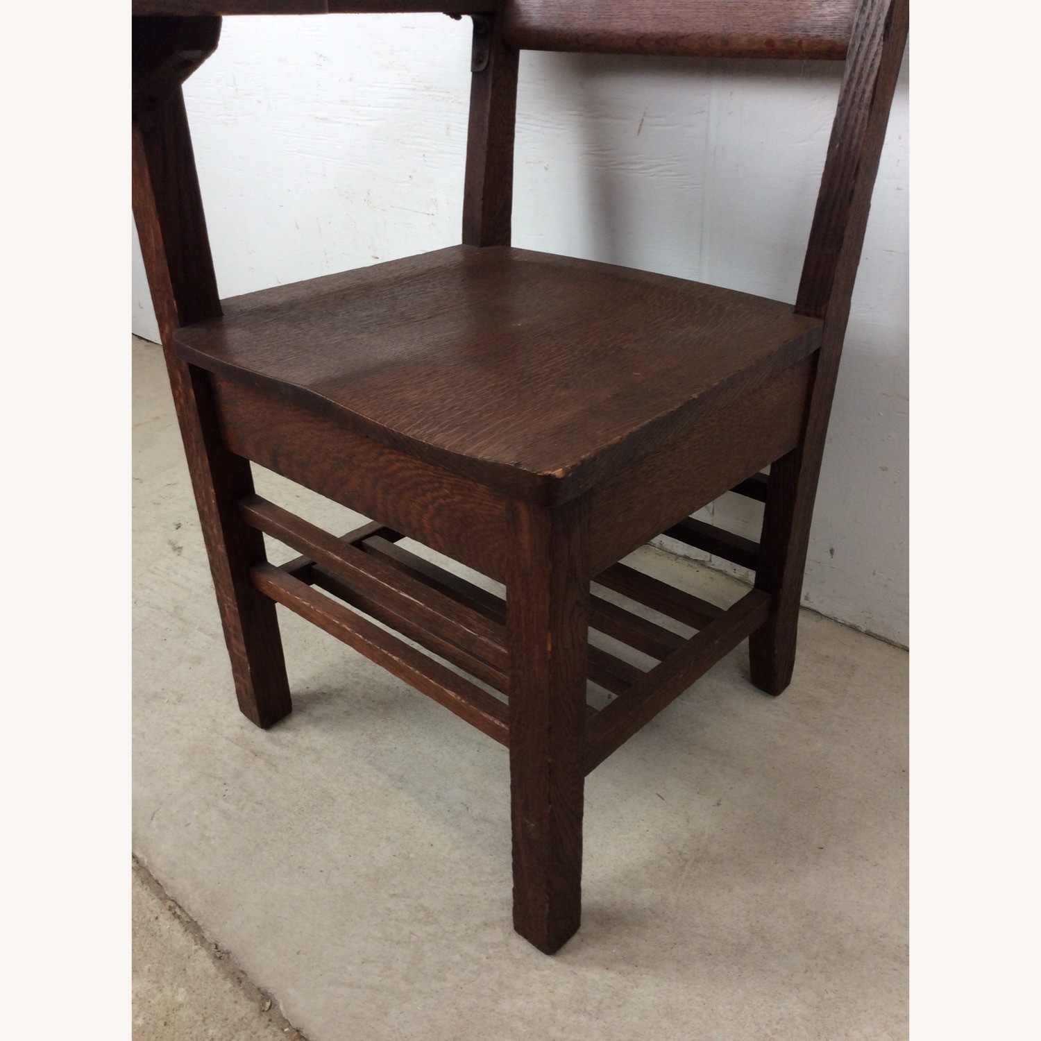 Antique Oak School Desk Chair with Writing Table - image-7