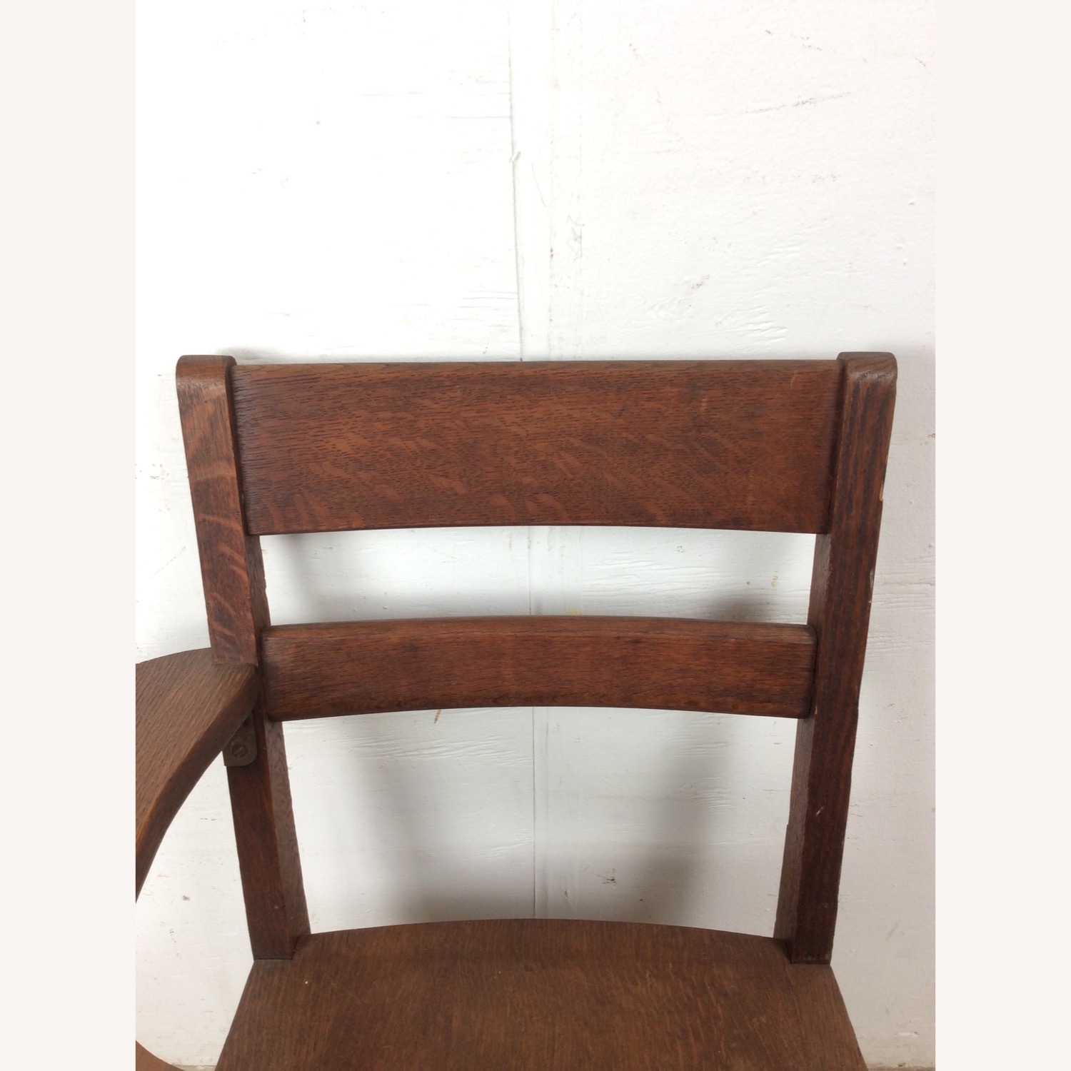 Antique Oak School Desk Chair with Writing Table - image-10
