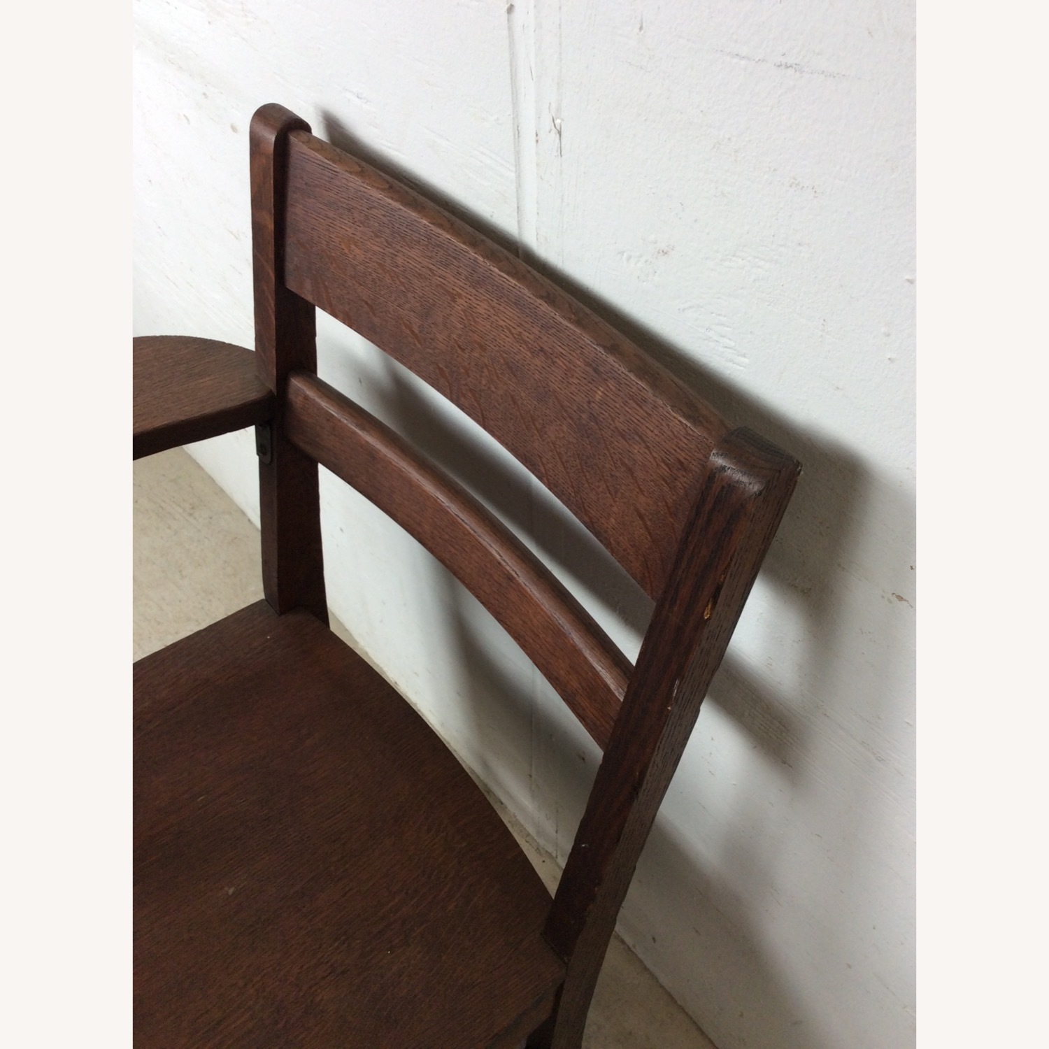 Antique Oak School Desk Chair with Writing Table - image-8