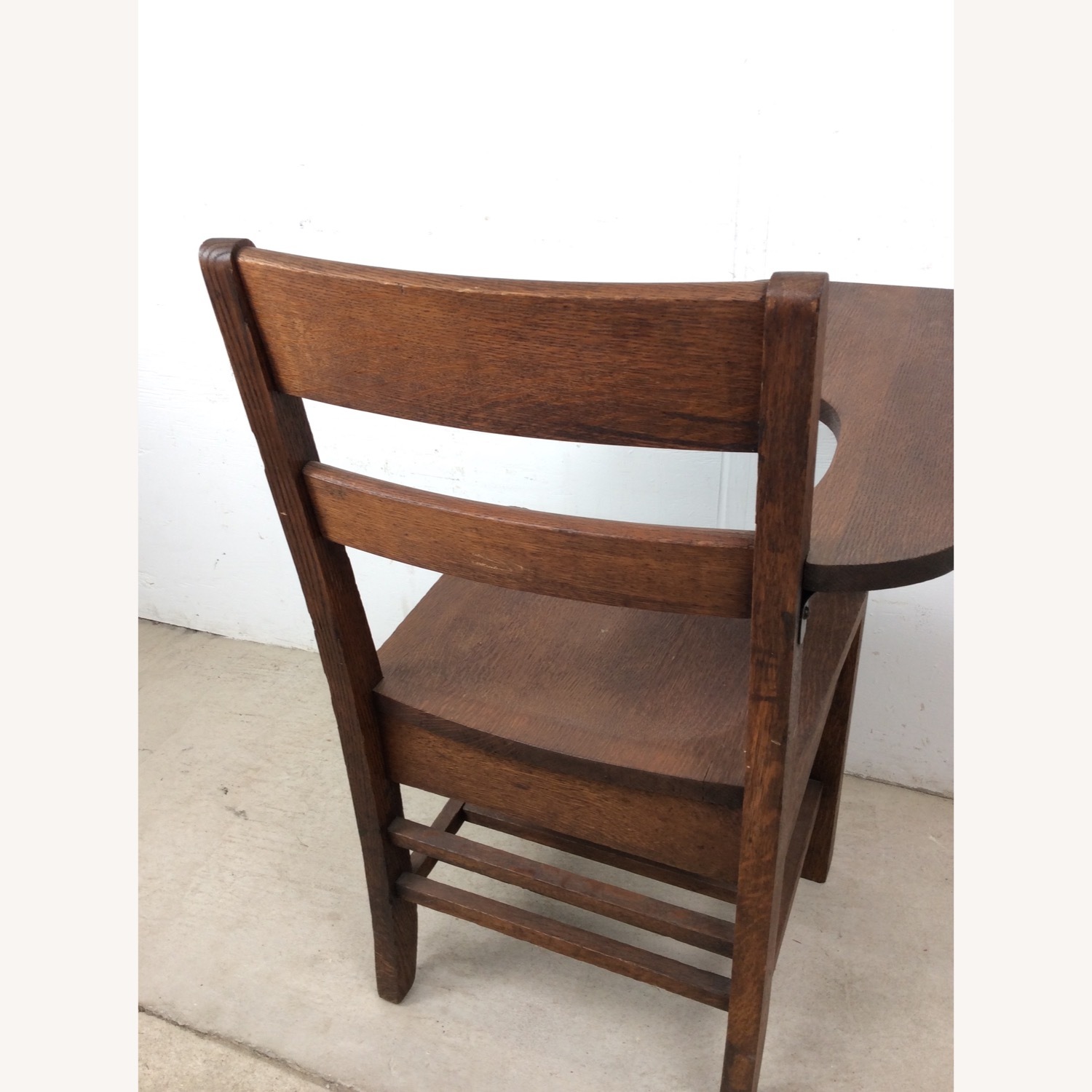 Antique Oak School Desk Chair with Writing Table - image-17