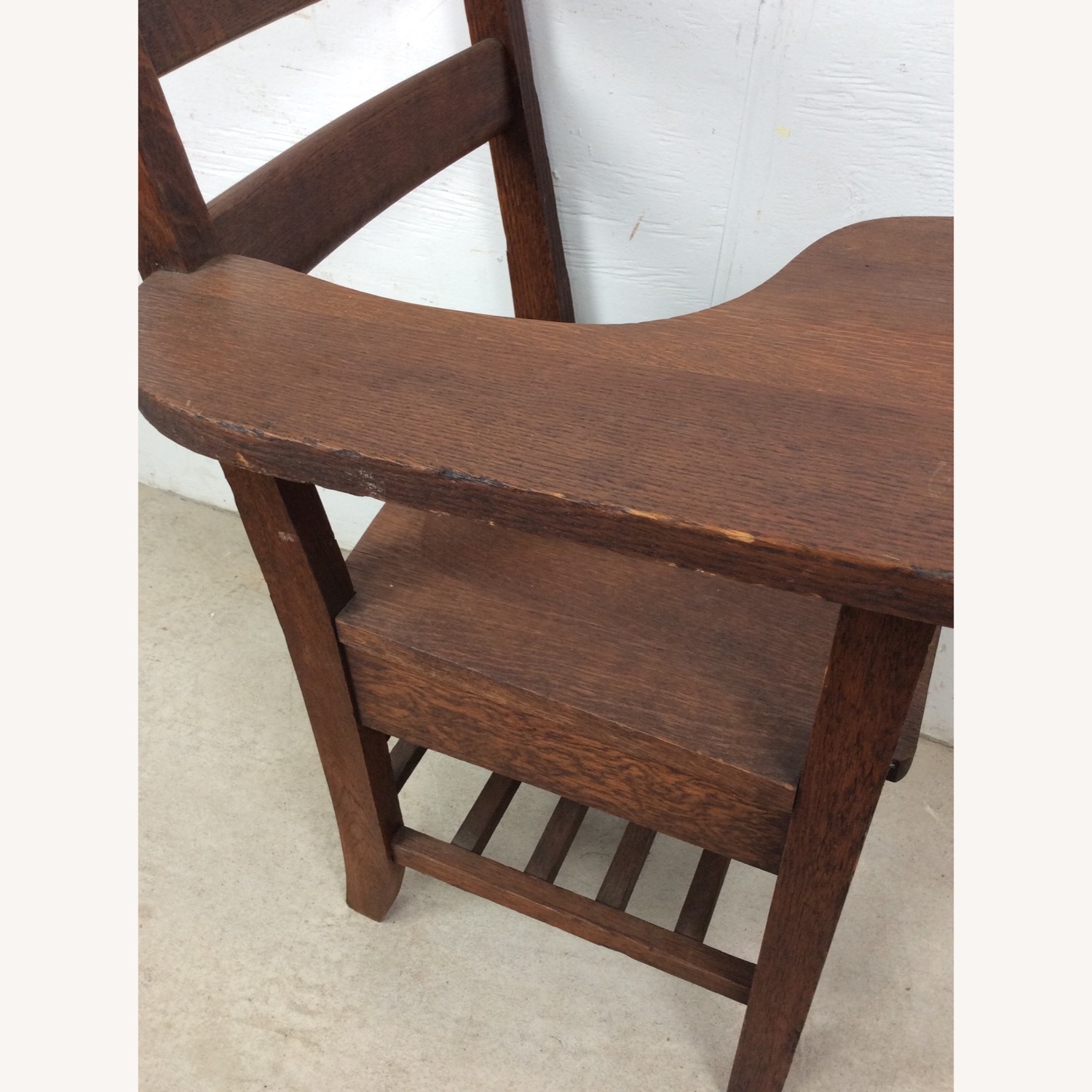 Antique Oak School Desk Chair with Writing Table - image-19
