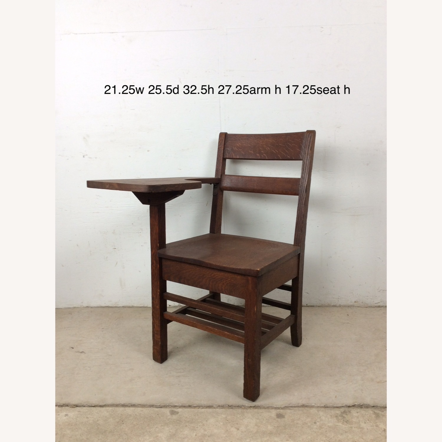 Antique Oak School Desk Chair with Writing Table - image-22