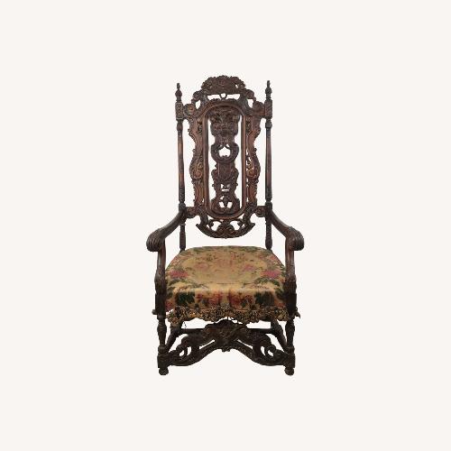Used Antique Baroque High Back Throne with Carved Wood for sale on AptDeco