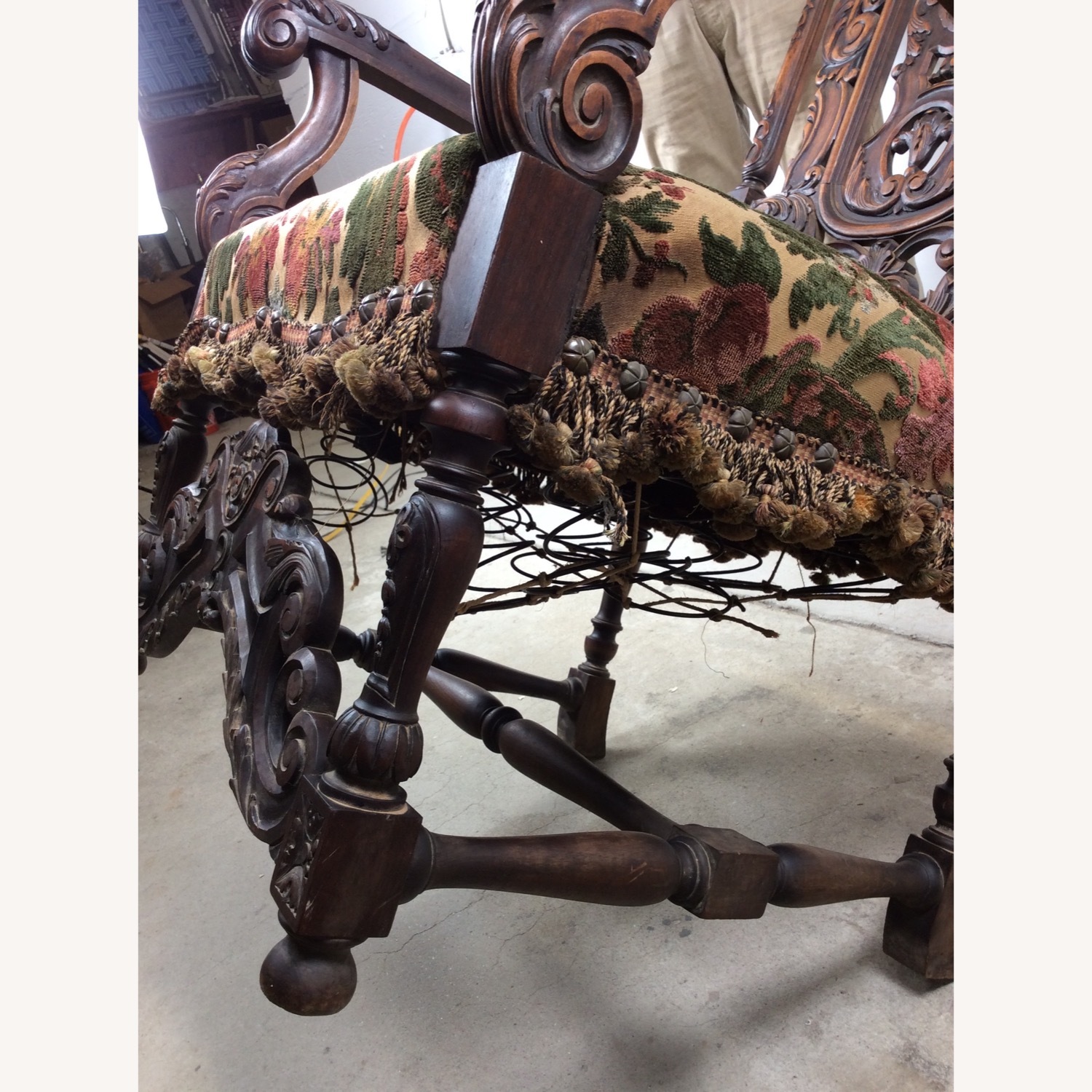 Antique Baroque High Back Throne with Carved Wood - image-20