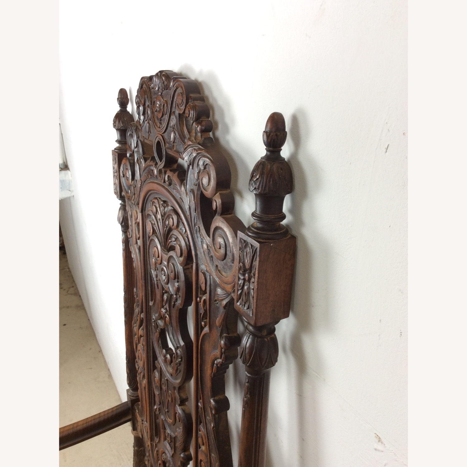 Antique Baroque High Back Throne with Carved Wood - image-14