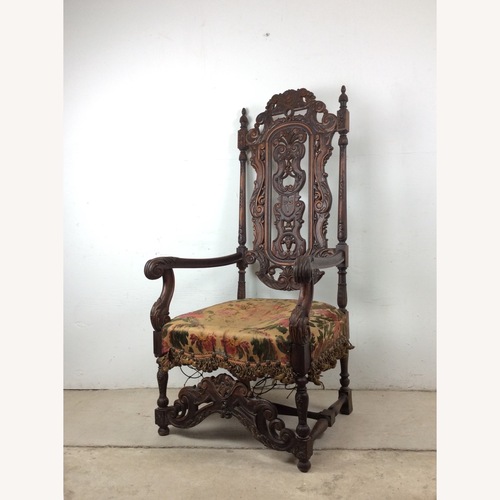 Used Antique Baroque High Back Throne with Carved Wood for sale on AptDeco