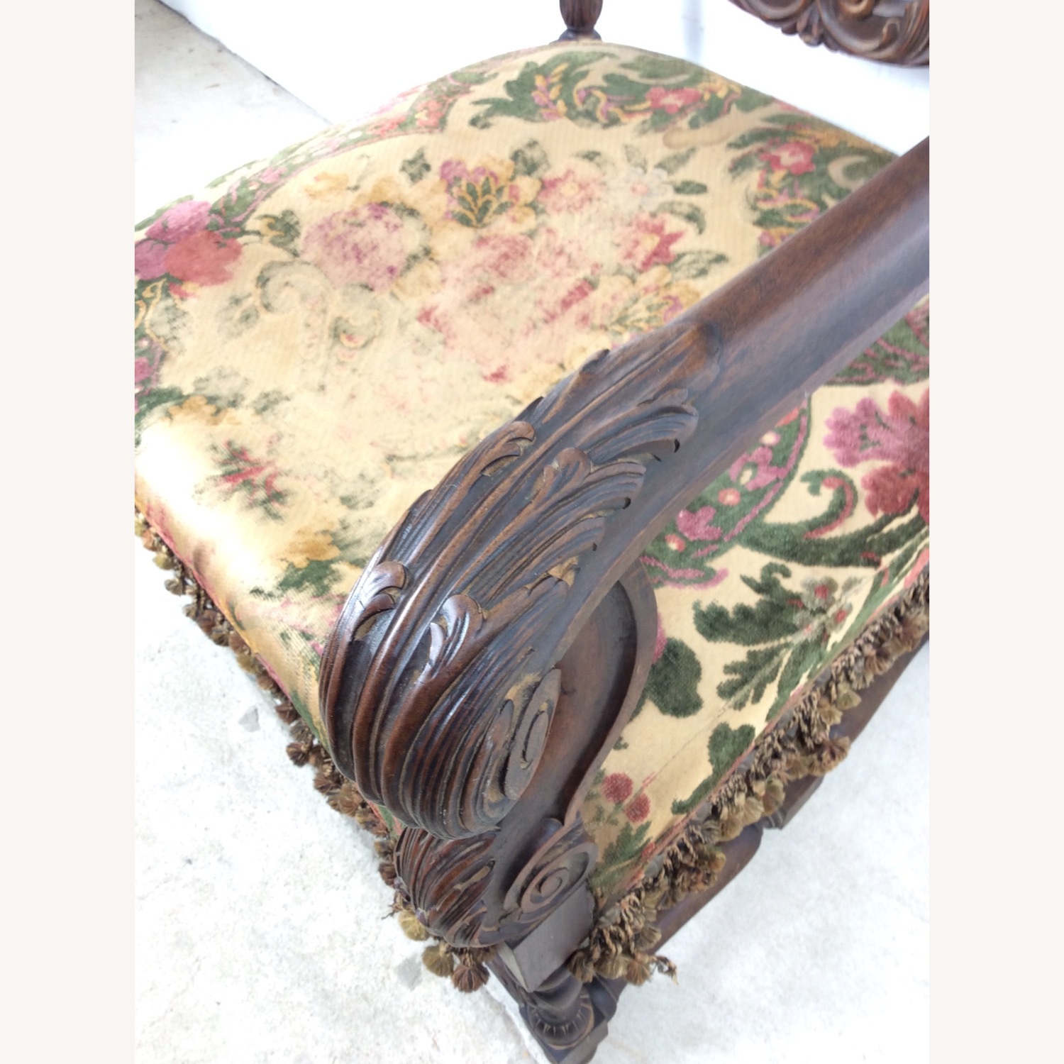 Antique Baroque High Back Throne with Carved Wood - image-9