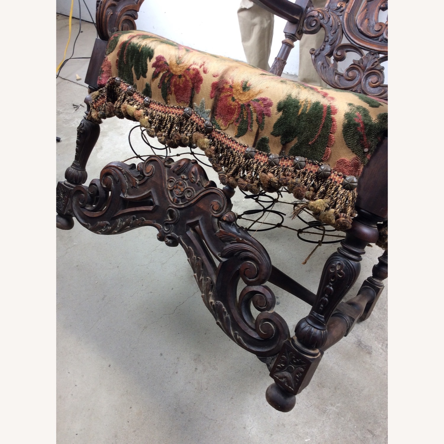 Antique Baroque High Back Throne with Carved Wood - image-21