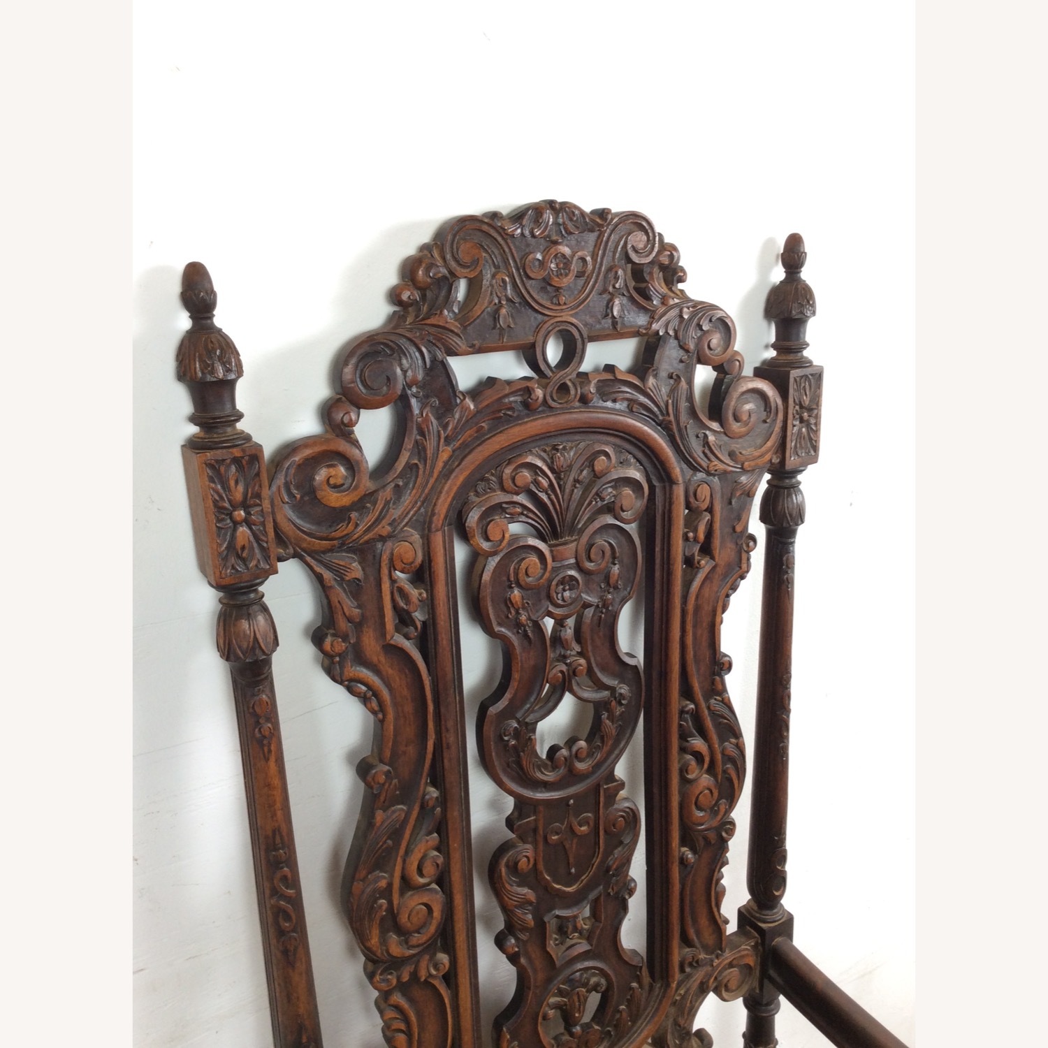 Antique Baroque High Back Throne with Carved Wood - image-6