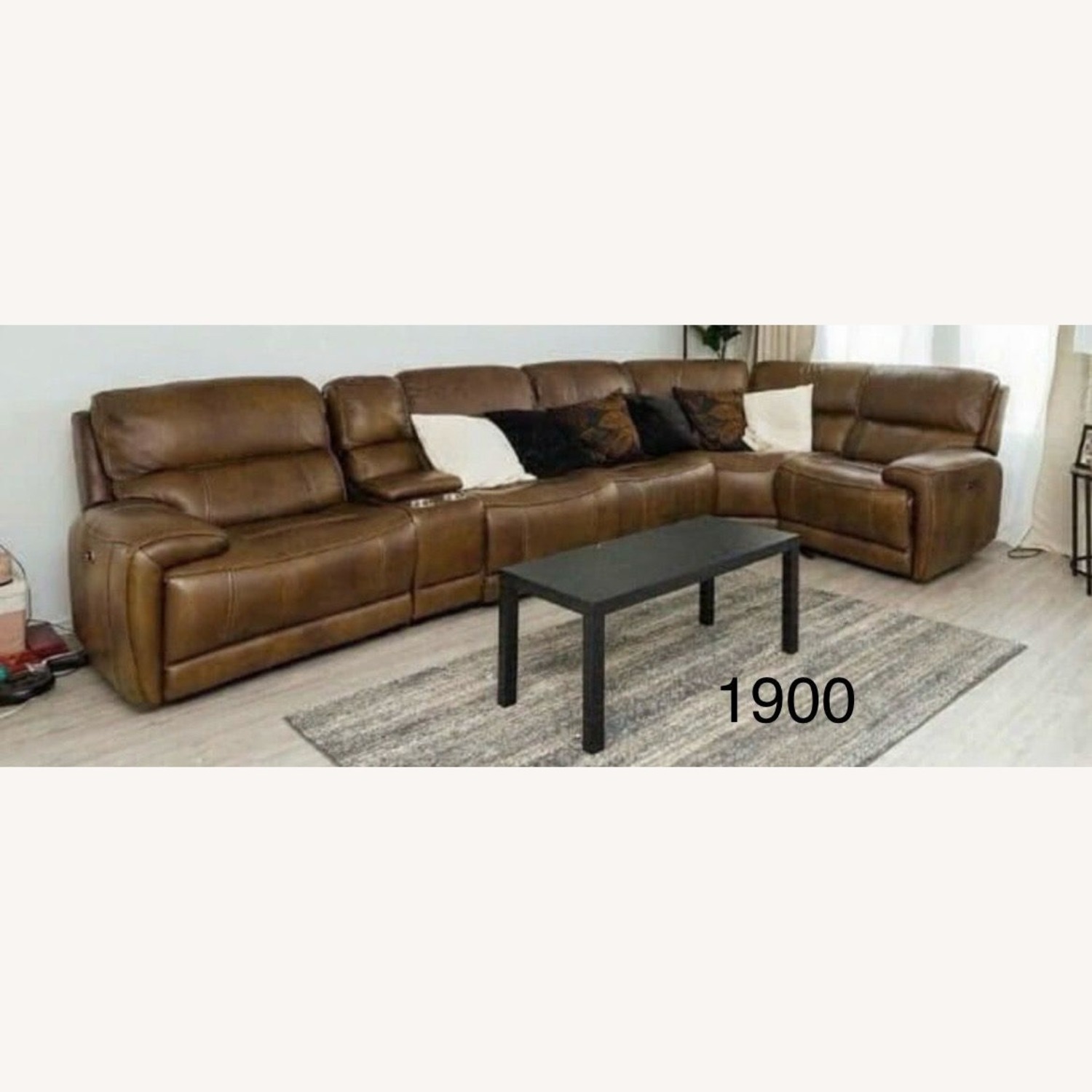 Dark Brown Leather 3+ Piece Sectional - image-4