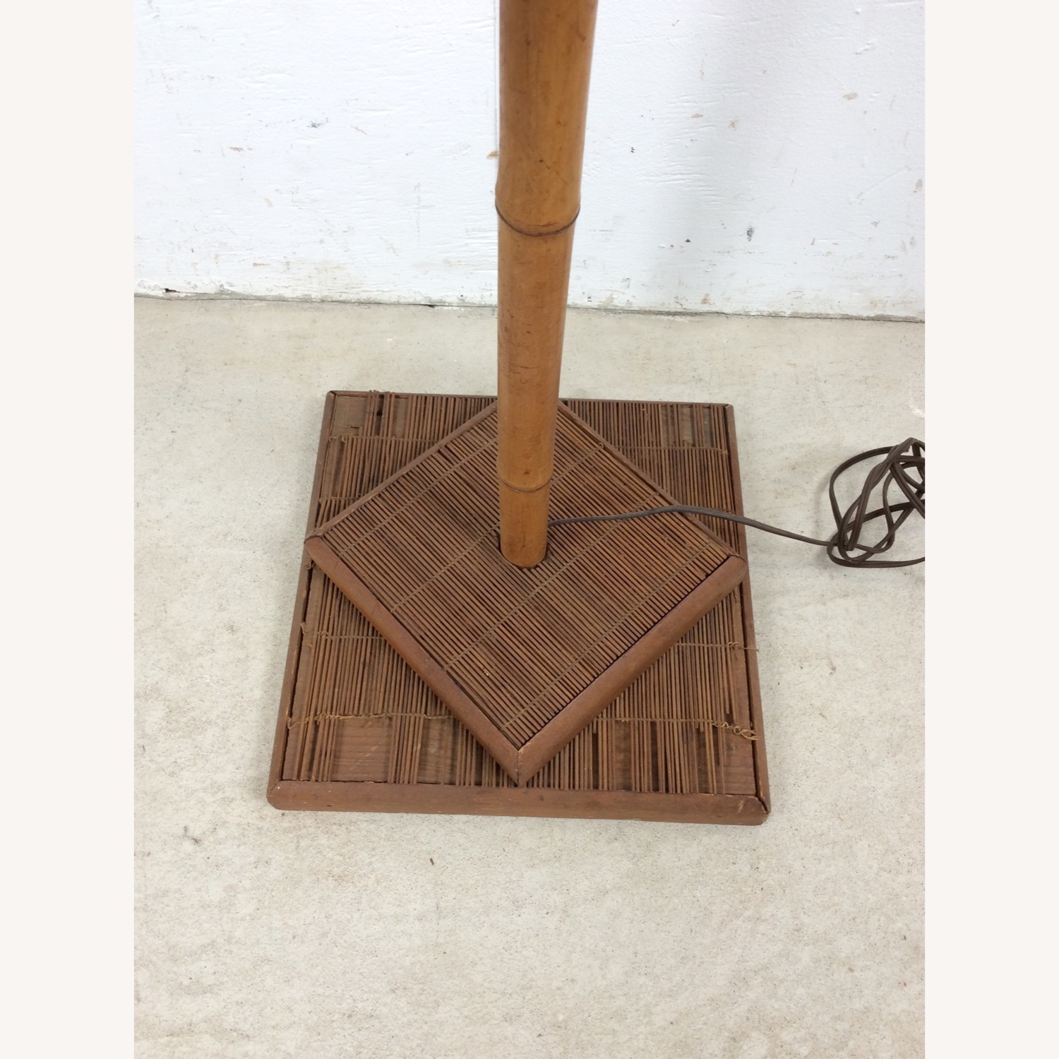 Vintage Rattan Floor Lamp with Shade - image-11