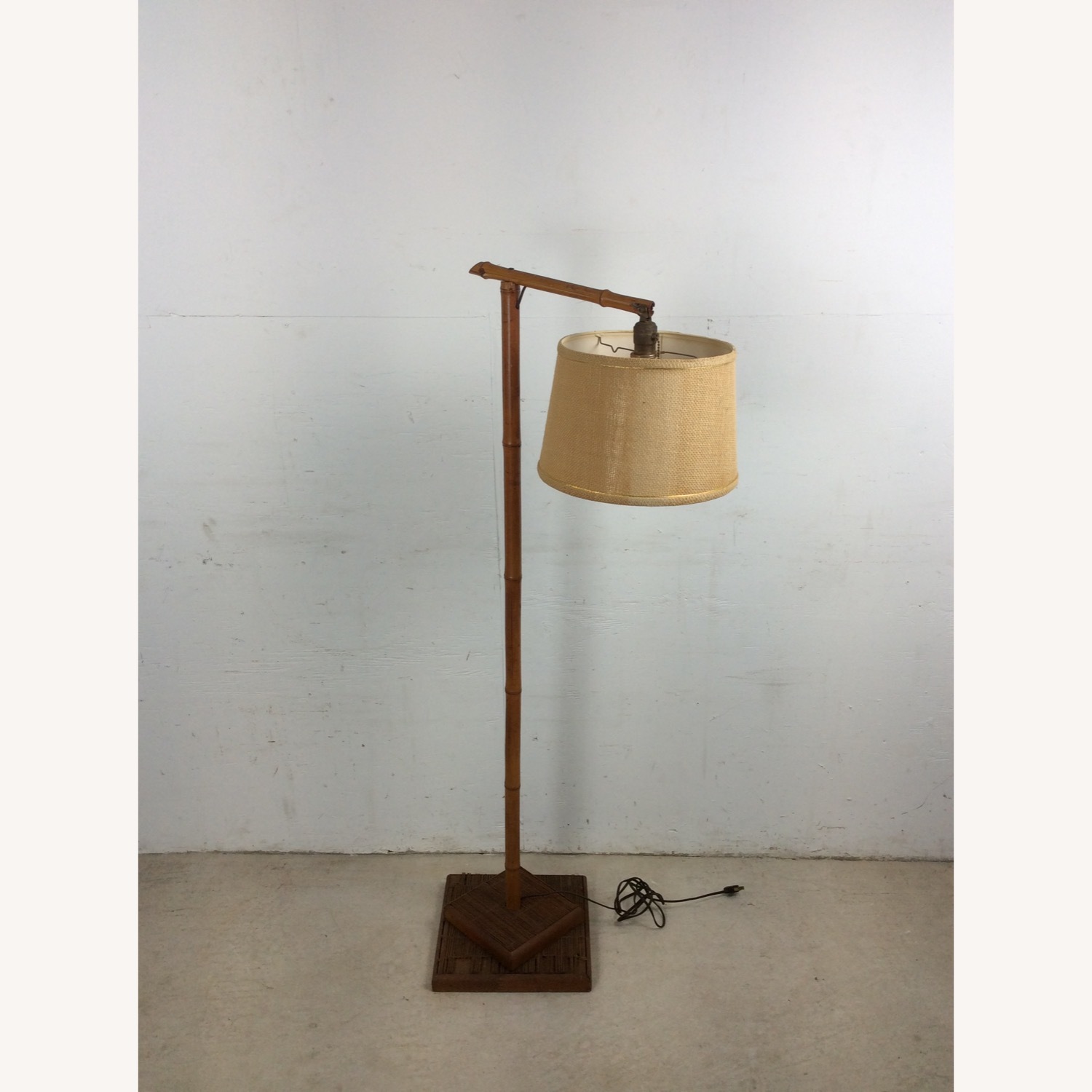 Vintage Rattan Floor Lamp with Shade - image-5