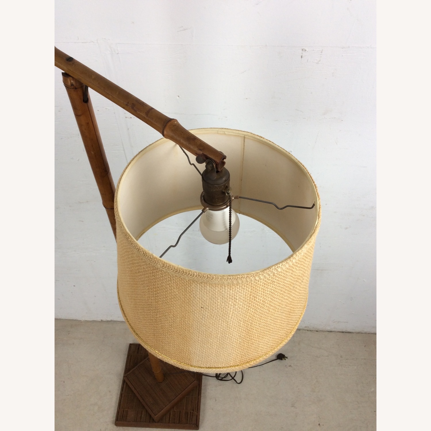 Vintage Rattan Floor Lamp with Shade - image-7