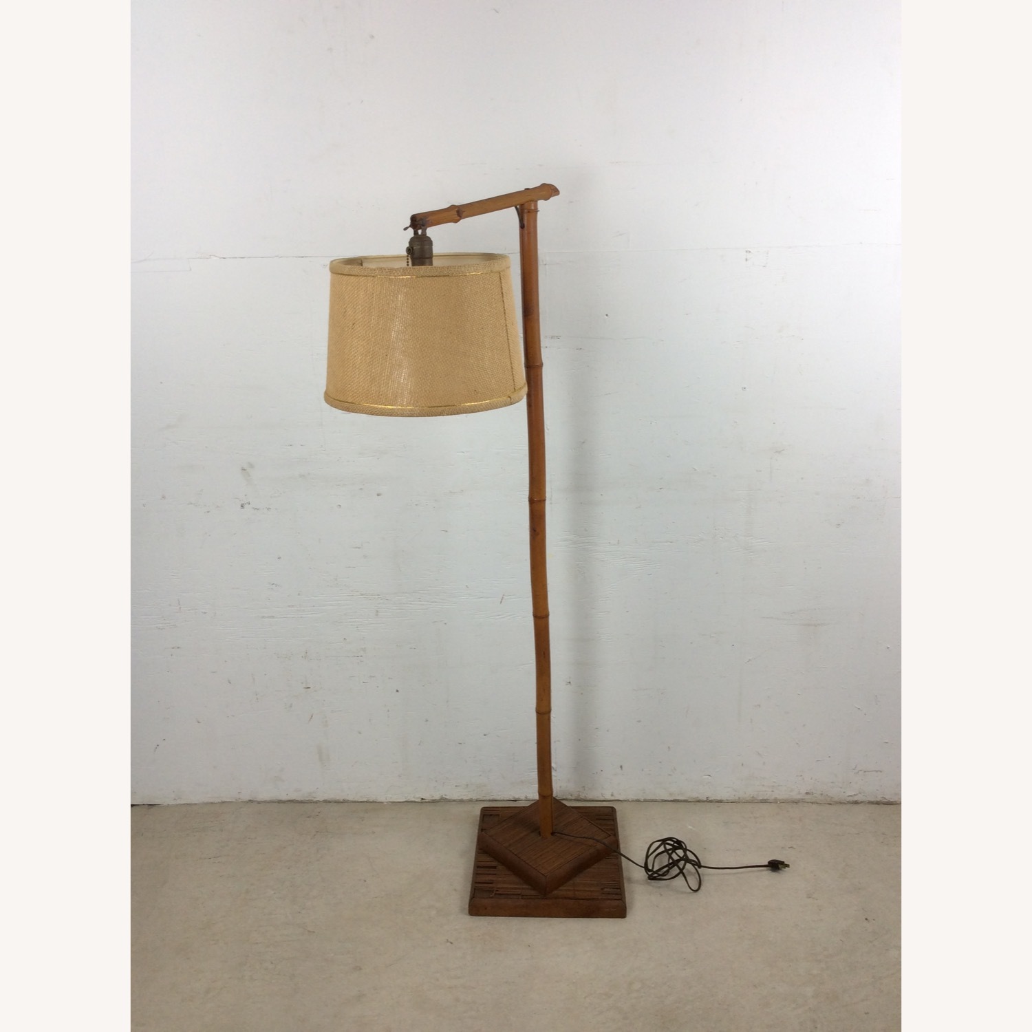 Vintage Rattan Floor Lamp with Shade - image-23