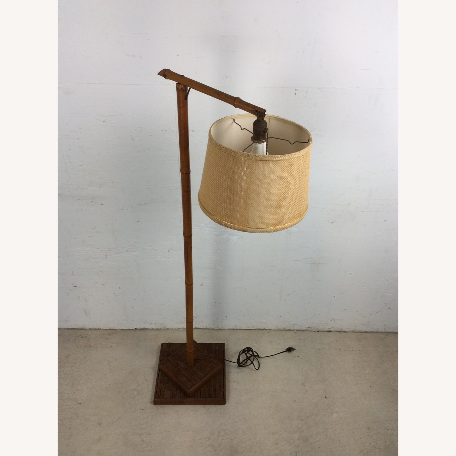 Vintage Rattan Floor Lamp with Shade - image-6
