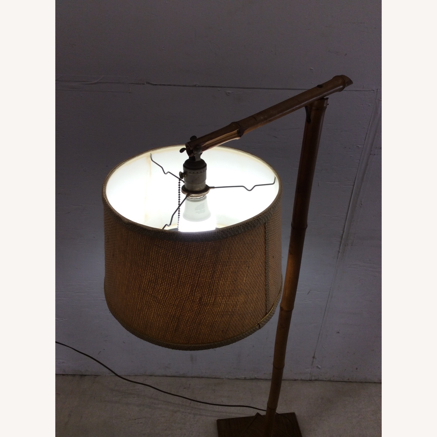 Vintage Rattan Floor Lamp with Shade - image-2