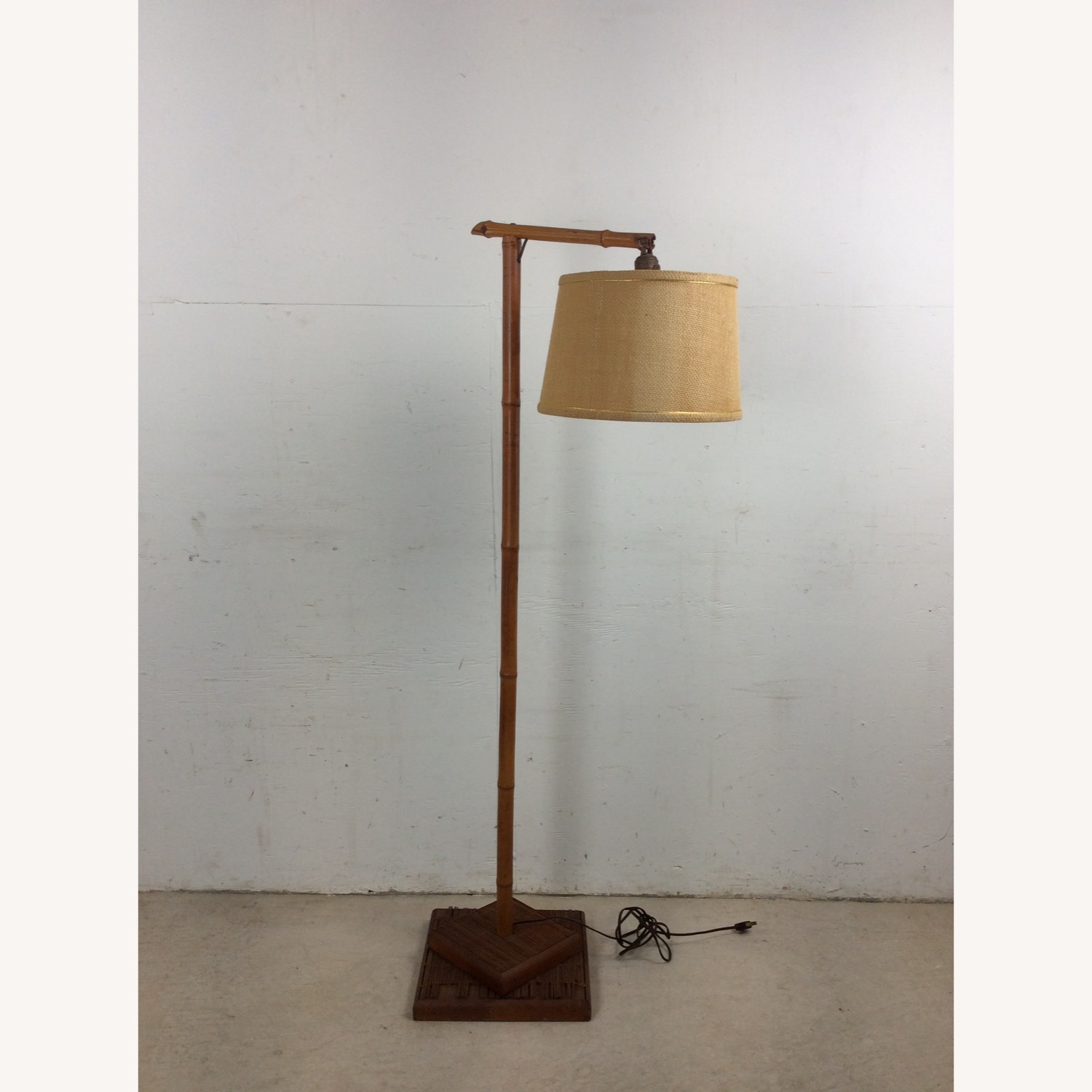 Vintage Rattan Floor Lamp with Shade - image-4