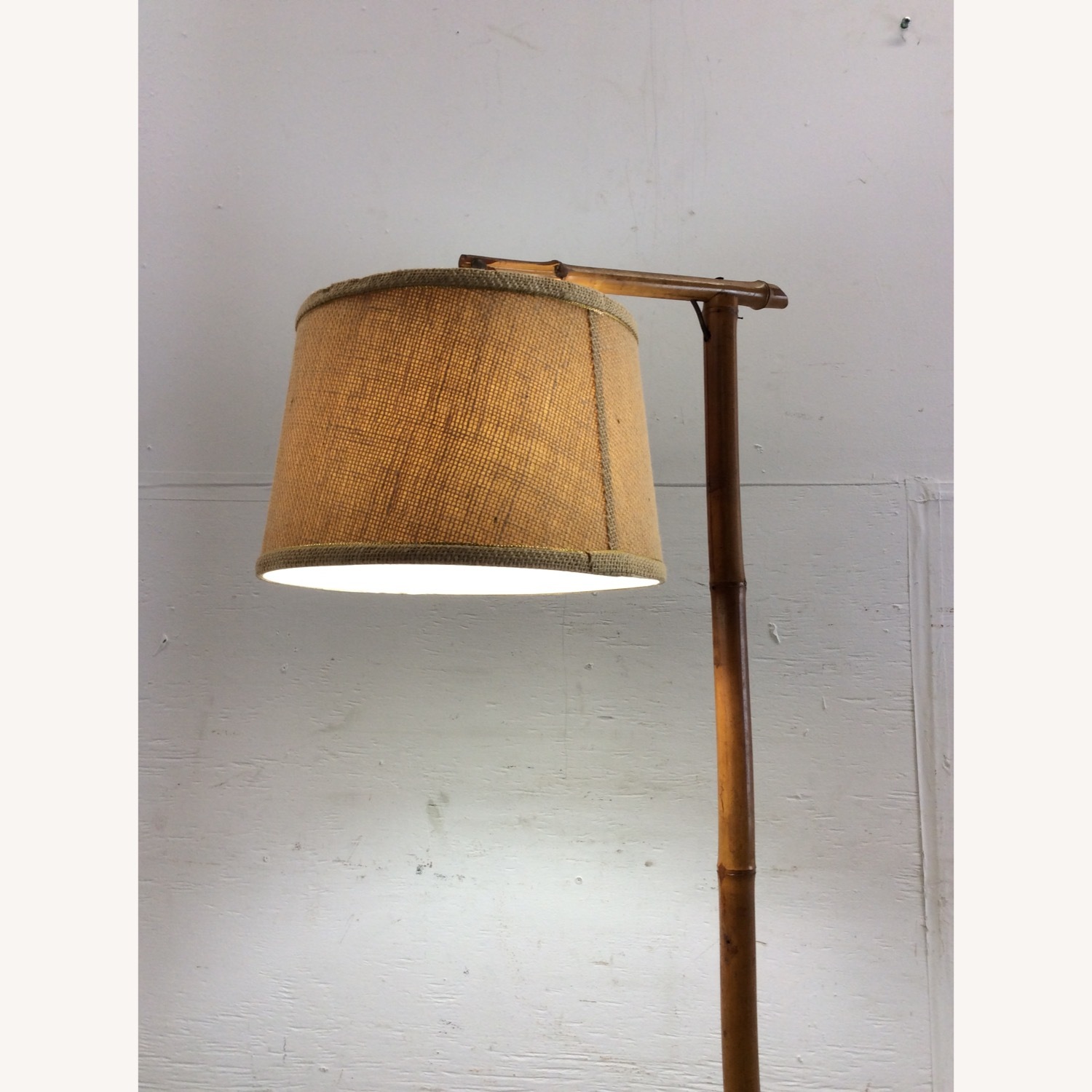 Vintage Rattan Floor Lamp with Shade - image-3