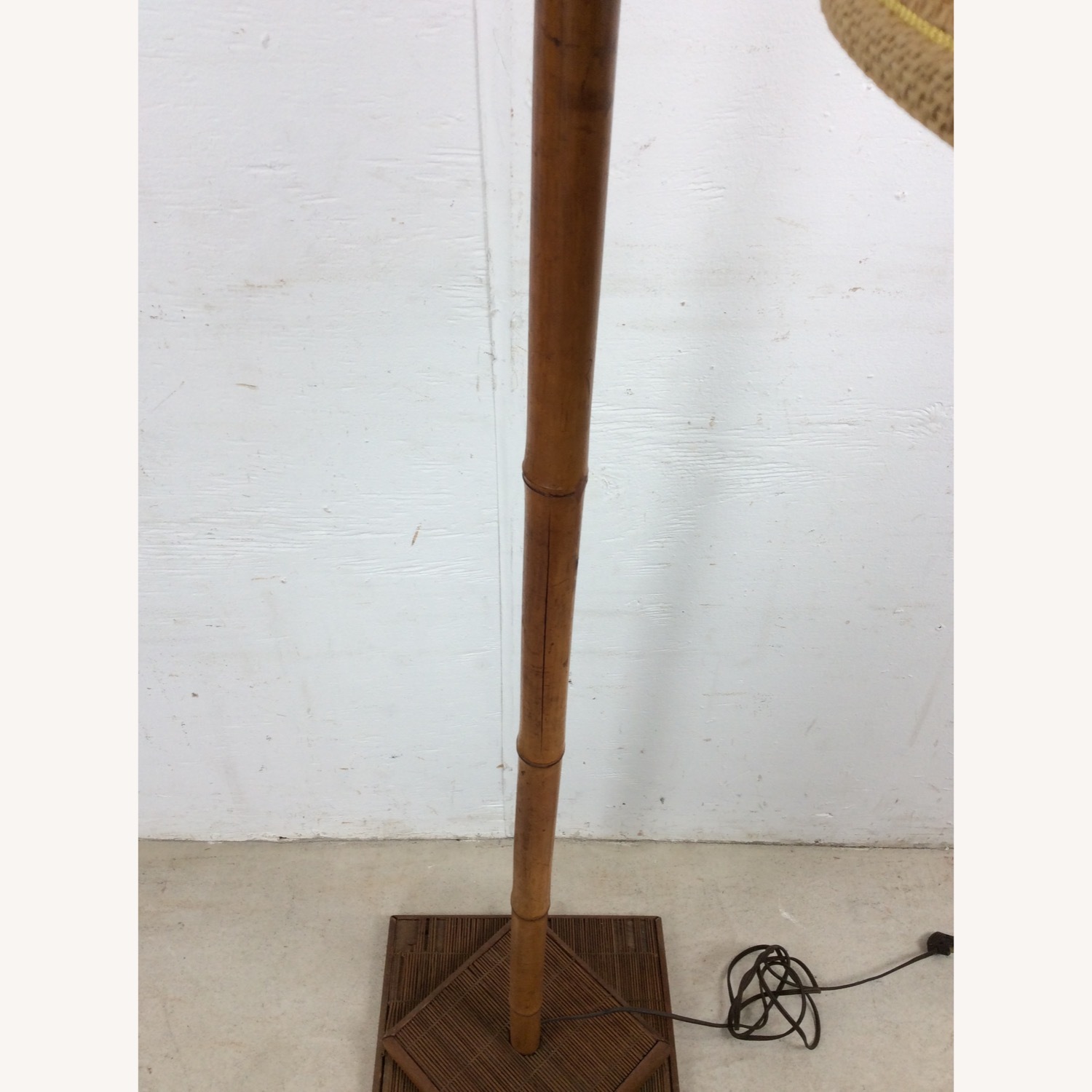 Vintage Rattan Floor Lamp with Shade - image-10