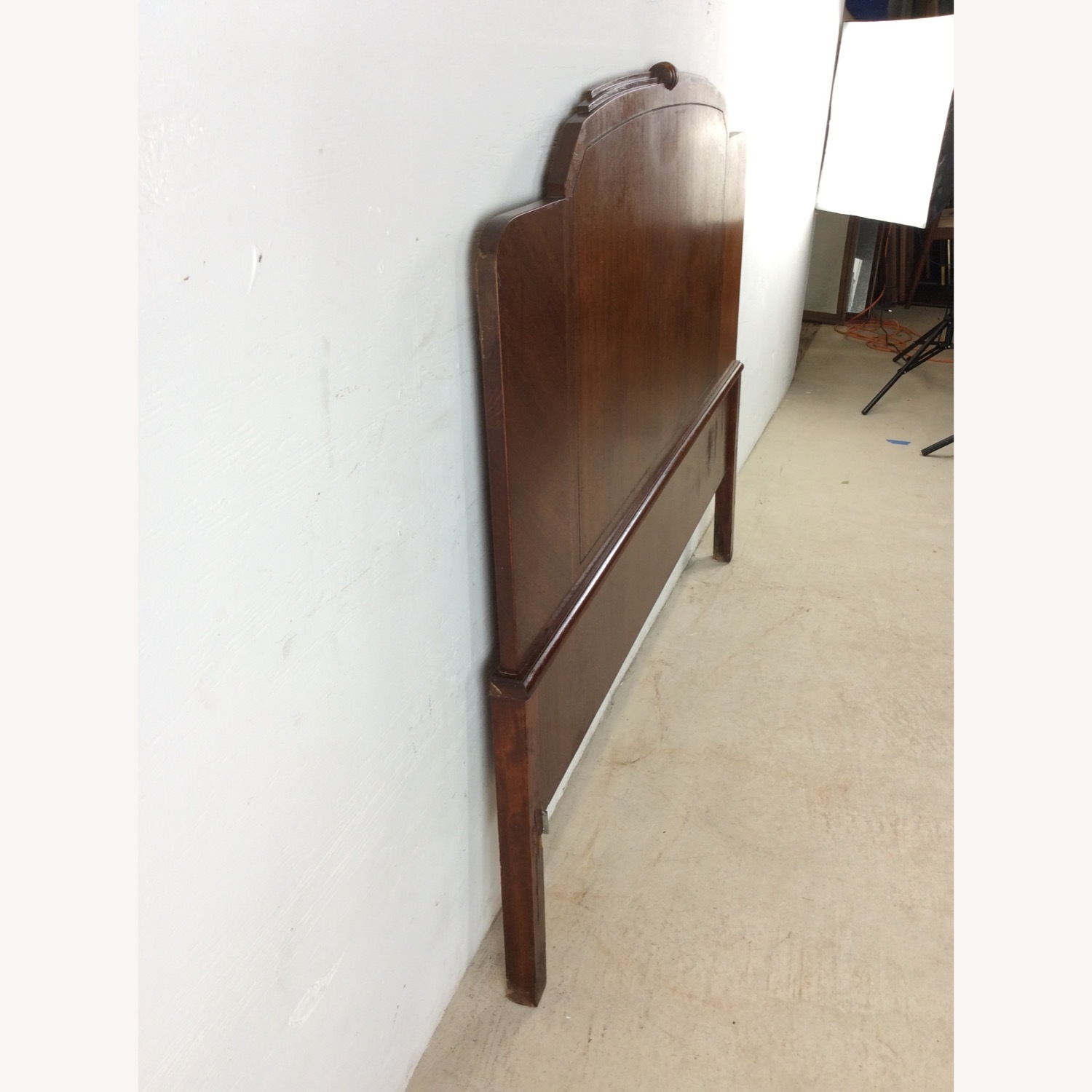 Antique Art Deco Headboard with Mahogany Finish - image-11
