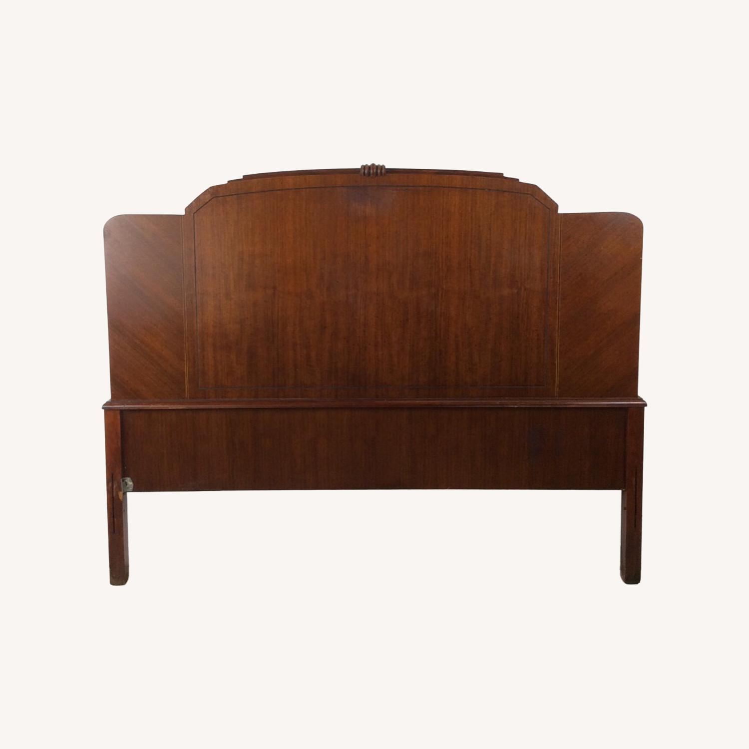 Antique Art Deco Headboard with Mahogany Finish - image-0