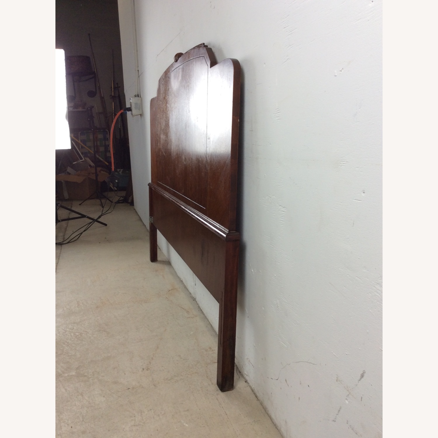 Antique Art Deco Headboard with Mahogany Finish - image-9