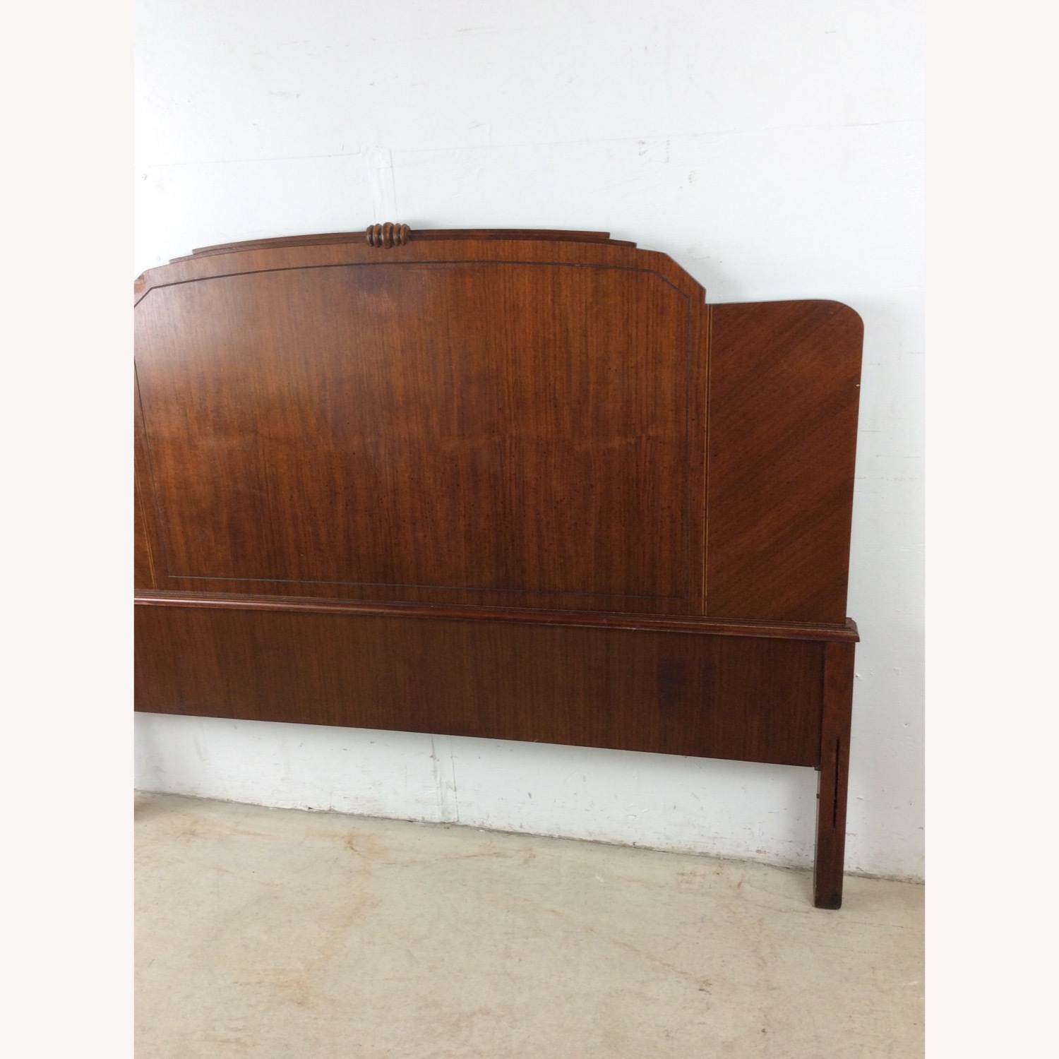 Antique Art Deco Headboard with Mahogany Finish - image-3
