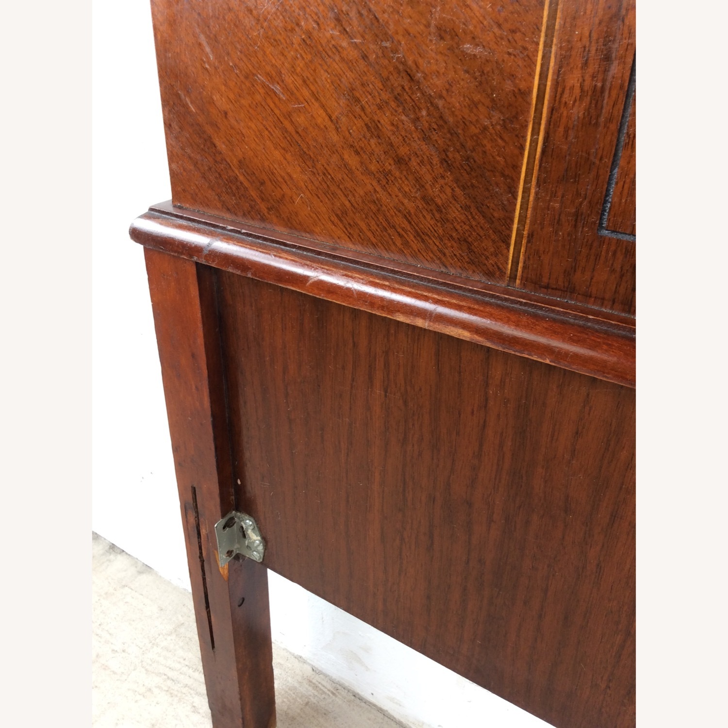 Antique Art Deco Headboard with Mahogany Finish - image-7