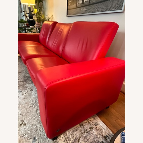 Used Ekornes Space Red Leather 3+ Seater Sofa for sale on AptDeco
