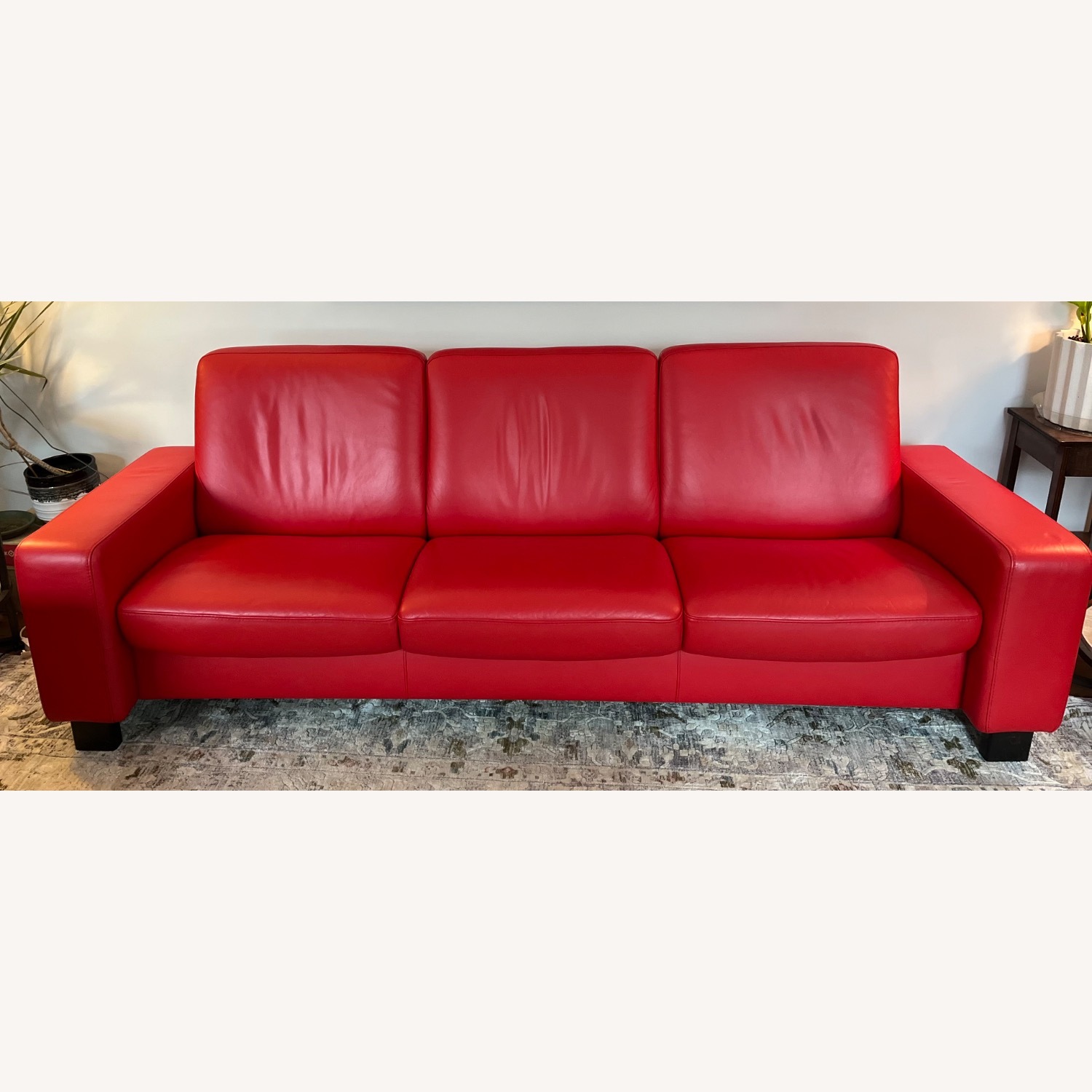 Ekornes Space Red Leather 3+ Seater Sofa - image-0