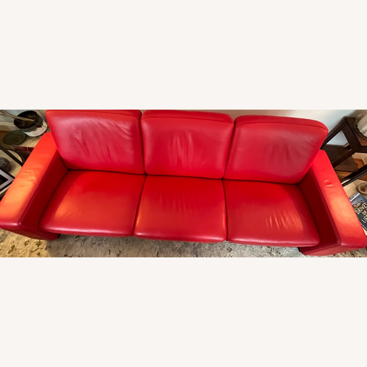 Ekornes Space Red Leather 3+ Seater Sofa - image-2