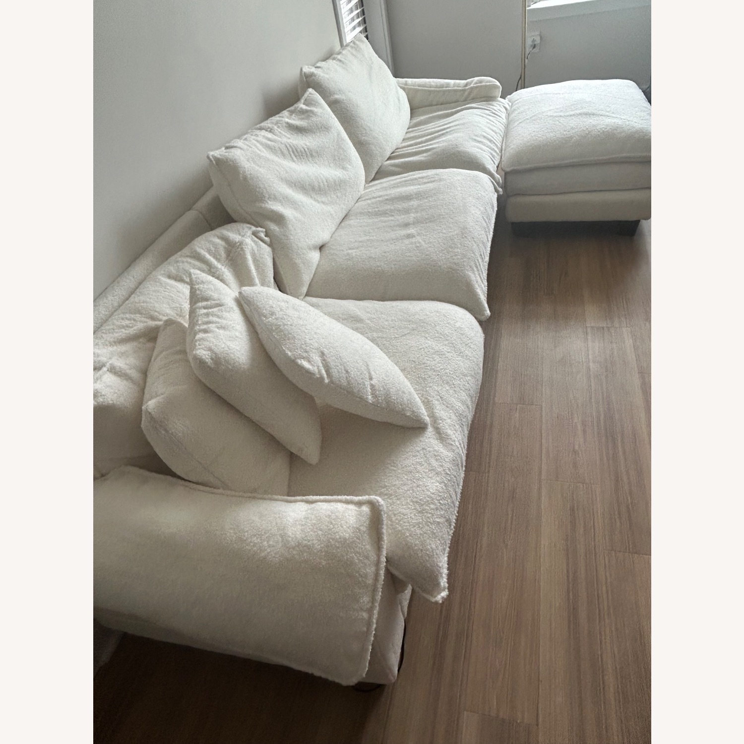 Overstock White Fabric 3+ Piece Sectional - image-1