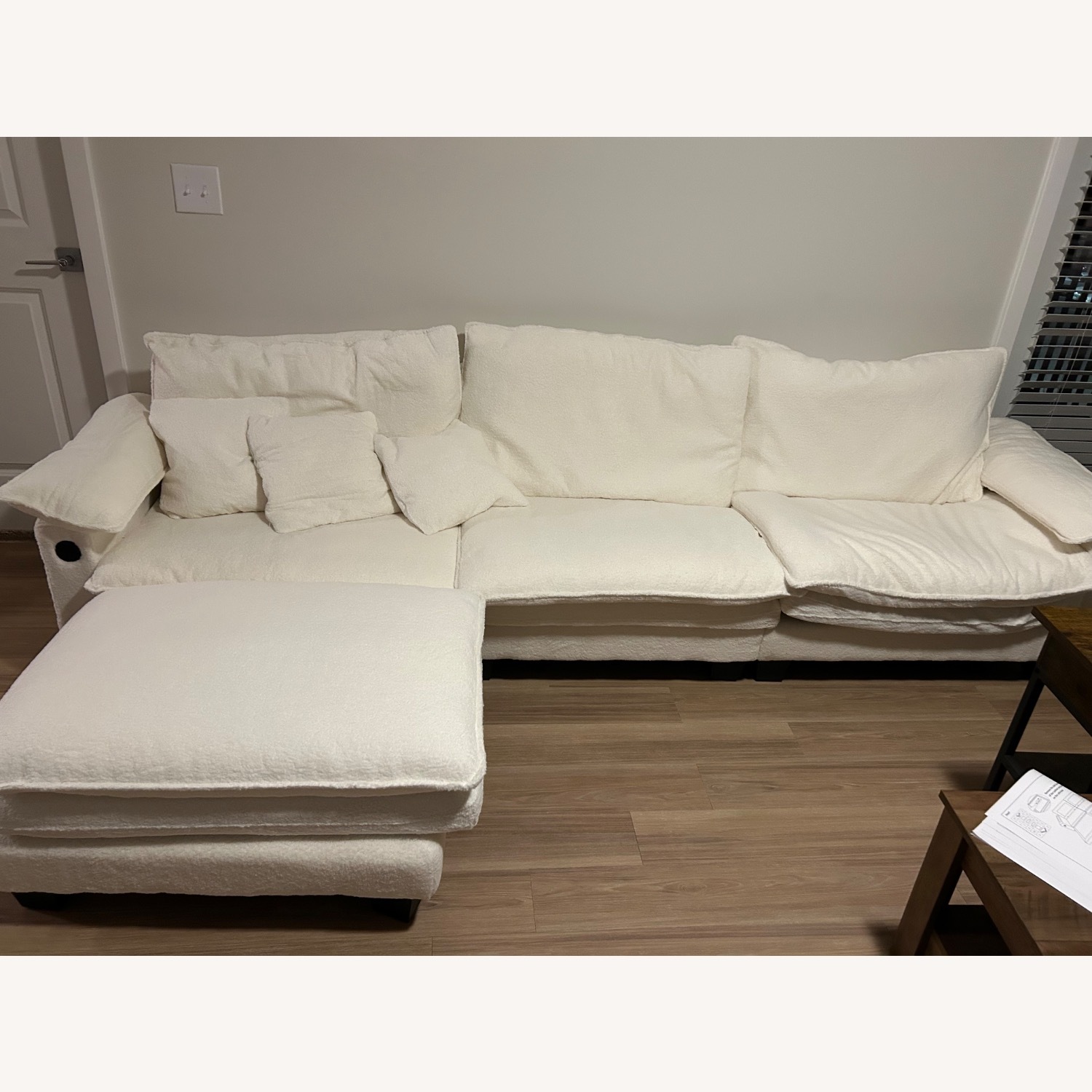 Overstock White Fabric 3+ Piece Sectional - image-2