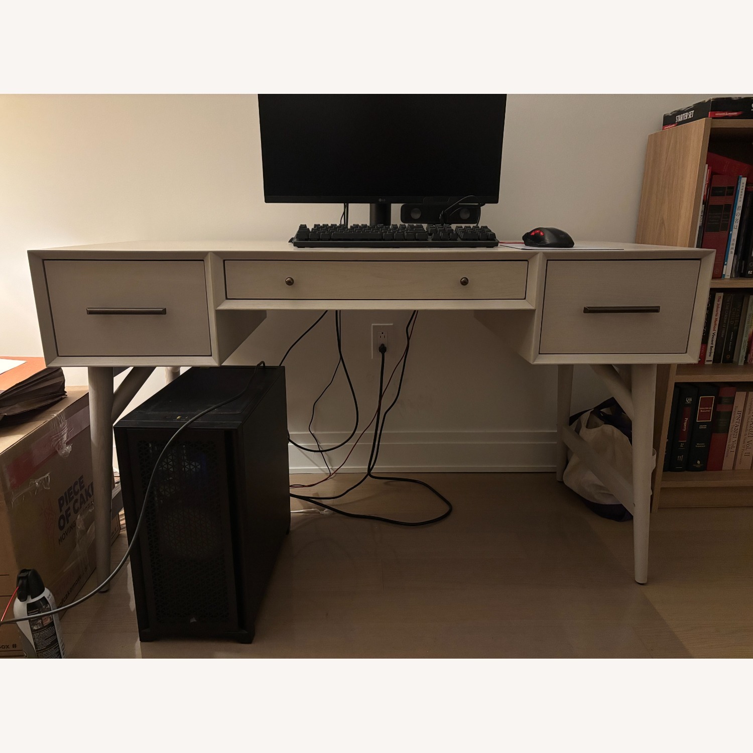 West Elm Mid Century White Wood Desk - image-2